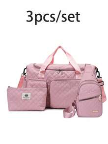 3 Pcs/Set Multifunctional Travel Bag Set, Comprising Fitness, Overnight And Commuting Bags, Equipped With Shoe Bag And Toiletries Bag, Suitable For People In Travel, Business Trips And Vacations, Large Capacity And Lightweight, Solid Color And Fashionable Design, Perfect As A Gift For Outdoor Enthusiasts And Students Returning To School - Multicolor - View 14