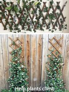 1 件木质网格壁挂式可扩展植物花园网格，户外防腐木栅栏，用于攀爬植物，户外空气植物，垂直架墙面装饰，用于房间露台，伸缩实木栅栏围栏 - 彩色 - 查看 5