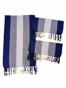 3 Piece Loom Runner Set 100% Cotton Promotion - Blue and White - View 2