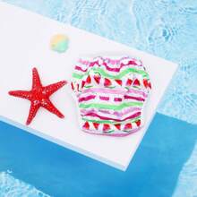 1 Stück wiederverwendbare Schwimmwindel aus Stoff, einstellbare Schwimmwindel-Hose für Schwimmunterricht Baby Mädchen, Jungen, neutraler Farbton Schwimmwindel (das Muster wird umgekehrt sein)