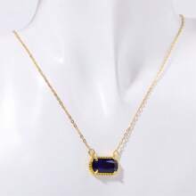 Birthstone Colored Zirconia Oval Pendant Birthday Clavicle Chain Necklace