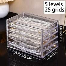 1pc Multifunctional Jewelry Box, 3/5 Layers Necklace Storage Box, Drawer Style Home Jewelry Organizer For Earrings, Rings, Necklaces, Bracelets, Suitable For Jewelry Stores And Daily Use, Large Capacity, Ideal Gift For Women And Girls - Three-layer Jewelry Box - View 11