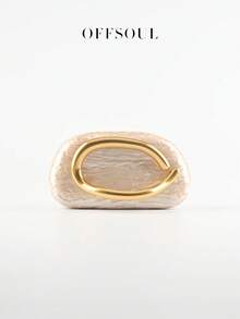 复古金属装饰手拿包，新娘婚礼派对晚宴手提包，女士链条单肩斜挎包