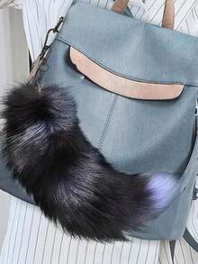 1 pieza Llavero, cadena de cola de llavero, llavero con colgante de cola de zorro simulada, accesorio colgante para bolsos, regalos de Acción de Gracias, Día de San Valentín y fiestas (color aleatorio) - Multicolor - Ver 4