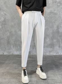 Men's High Waisted Loose Tapered Casual Pants With Hook And Loop Closure
