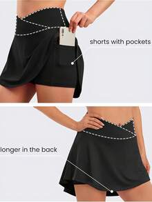 6pecil 一件式女式高腰运动裙，面料舒适，带口袋，适合日常和运动穿着