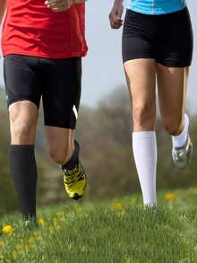 3 Pairs Unisex Compression Knee-High Elastic White Socks For Running, Fitness, Cycling, Basketball, Football, Ice Hockey, Bicycle Riding, Fall - Multicolor - View 9