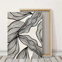 1 pieza/3 piezas Arte de pared abstracto minimalista con líneas, decoración moderna con formas geométricas en negro y beige, lienzos impresos como cuadros de moda para decoración de sala de estar, dormitorio, oficina en casa o dormitorio, diseño de fondo de pared. Marco opcional. - Multicolor - Ver 8