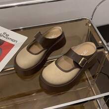 Zapatos de suela gruesa, zapatos bajos de mujer, ropa de exterior, zapatos Mary Jane para otoño y verano, zapatos pequeños de piel para mujer.