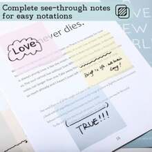 Transparent Memo Pad Sticky Notes Removable Minimalist Sticky Notes, Muted Tone, N-Times Reusable