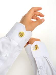 2 stuks/set manchetknopen voor shirts en jurken dames schattige perzikbloesem bloemen knoophoezen naadloze mouw knoopclip decoratie mode geschenken strik decoratie kleding accessoires