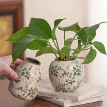 Rustykalny zabytkowy ceramiczny wazon na kwiaty, nowy chiński styl świeży i prosty kwiatowy uchwyt na wodę do salonu, gabinetu, biura