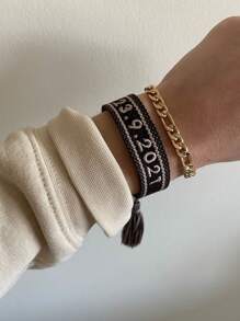 1pc Customized Name Woven Bracelet, DIY Embroidered Tassel Wristband, Commemorative Holiday Gift, Personalized Tassel Friendship Bracelet, Embroidered Bracelet, Mother's Day Customized Name Bracelet, Colorful Boho Embroidered Name Couples Bracelet, Adjustable Multi-Color Couples Embroidered Name Bracelet, Personalized Birthday Gift For Friends, Christmas Embroidered Bracelet, Customized Fashionable Student Bracelet, Dopamine Colorful Bracelet, Customized Embroidered Woven Bracelet,Black,Pink,White,Blue,Stylish,Colorful,Vintage,Simple,Unisex,Casual,Cuties,Custom,Personalized,Unique,Ideal Gifts For Him,Ideal Gifts For Her,Her,Boyfriend,Girlfriend,Dad,Mom,Family,Friends,For Anniversaries,For Birthdays,For Graduation,For Prom,For Party,Chic Autum, Chic Winter