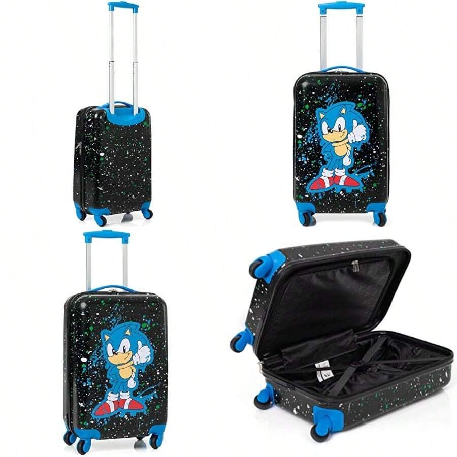 Suitcase Black Small Cabin Bag For Boys Girls Carry On Trolley With Extendable Handle Paint Splatter Gaming Fun Game Movie Travel Accory For Teens - as pic - View 1