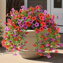 1pc Artificial Hanging Flowers, UV Resistant Hanging Violet Decoration, Plastic Flower Hanging Basket For Wedding, Home Decoration, Porch Garden Decoration, Outdoor Yard, Patio And Window Decoration
