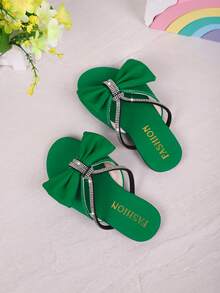 2025 Spring & Summer Children's Fashion Casual Outdoor Wear Butterfly Rhinestone Versatile Sandals, Kids' Beach Slippers - Green - View 6