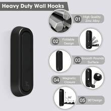 2 Móc áo khoác màu đen có thể gấp lại, Móc treo tường bằng kim loại có thể gấp lại, Móc treo khăn tắm trong phòng tắm, Móc treo áo choàng tắm, Treo tường cho phòng tắm, nhà bếp, phòng ngủ - Tiết kiệm không gian, Có thể treo áo khoác, khăn tắm, quần áo, mũ, túi xách và chìa khóa, Dễ dàng lắp đặt - Nhiều màu - Xem 2