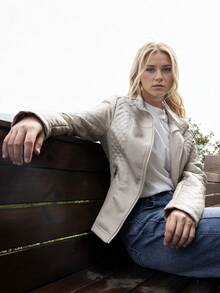 Veste de moto multifonctionnelle à la mode en cuir PU pour femmes Risissida - idéale pour le streetwear automne/hiver - Beige - Voir 3