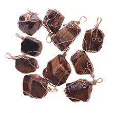 1 pieza Collar con colgante de piedra natural cruda de alta calidad de amatista, citrino, cuarzo rosa. Colgante irregular de cuarzo envuelto en alambre. Collar con energía sanadora para mujer. Regalo de Acción de Gracias