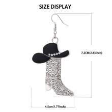 1 Pair Western Cowboy Style Rhinestone Boots Shaped Earrings, Multi-Color