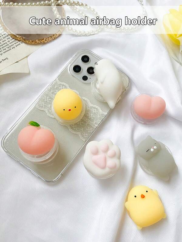 1 pièce Cute Animal Anti-Stress Squeeze Bubble Phone Stand, Design Tirer & Pousser Compatible avec , Téléphone Android, Cadeau pour Anniversaire, Famille, Amis Poignée de téléphone Pousser-Tirer, Support de Téléphone, Accessoires de Téléphone