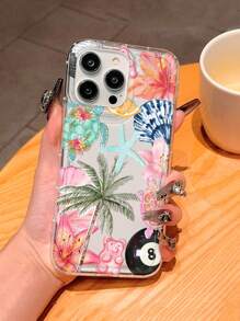 Summer Coconut Tree Hibiscus Print Clear Case Compatible With IPhone 16/11/12/13/14/15/15pro/15 Plus/15 Promax/7plus/8plus/X/Xs Max/Xr/11pro/12pro/13pro/14pro/12mini/13mini/11promax/12promax/13promax/14promax/14plus/6/6s/6plus/7/8/16Pro/16plus/16promax/Se&Compatible With Samsung Galaxy/A54/A14/A12/A13/A15/A32/A33/A24/A52S/S20/S21/S22/S23/S24/S23Plus/S24ultra/S25/A15/A33/A23