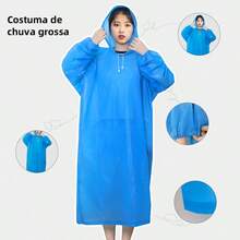 Raincoat With Thick And Long Transparent Reinforced Reusable Gabardine - 藍色 - 查看 1