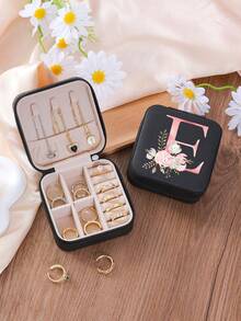 1 件 A-Z 花卉首饰盒、粉色渐变首字母多功能珠宝展示盒、迷你首饰盒、女士生日礼物、女友、朋友礼物、圣诞节、万圣节、生日、结婚礼物、时尚旅行首饰盒、个性化礼物 - 女士旅行首饰盒、少女圣诞礼物、A-Z 首字母旅行首饰盒