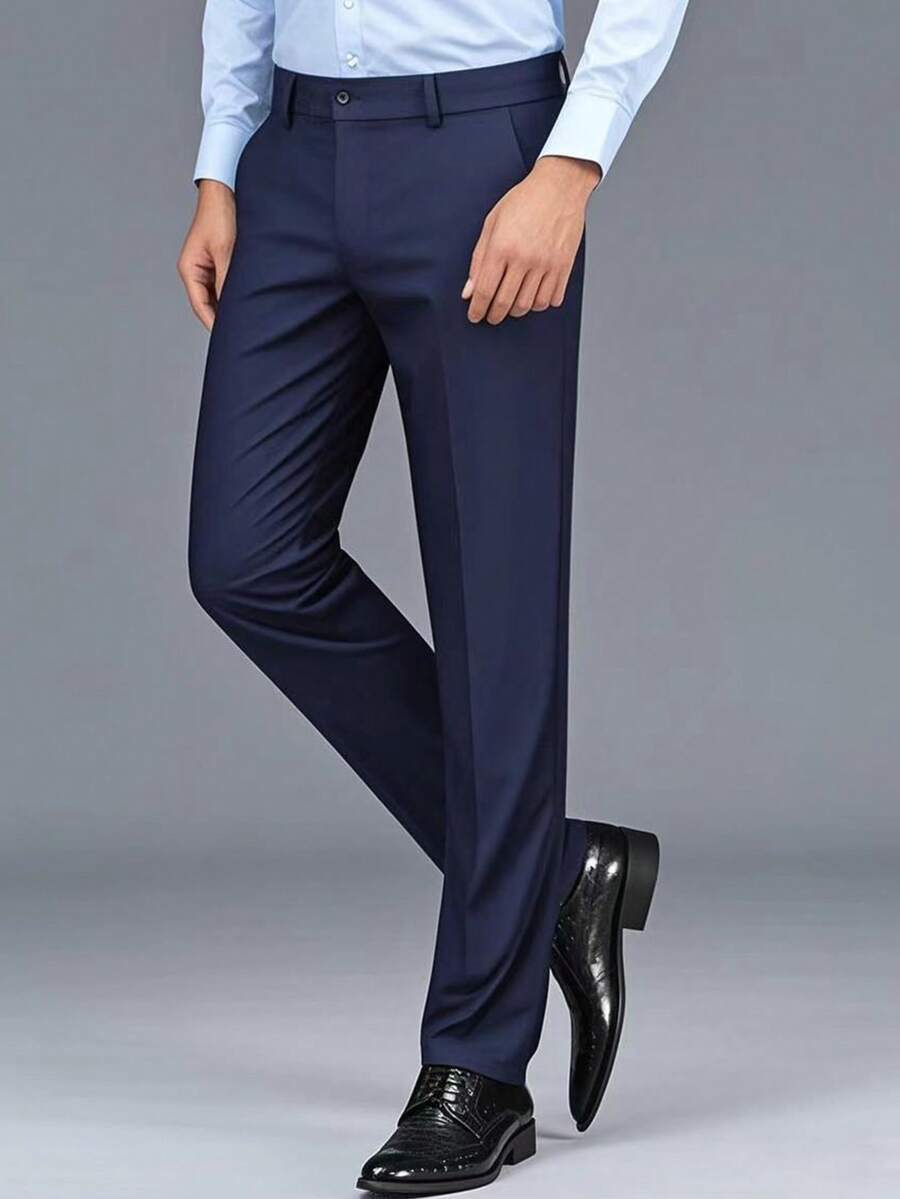 Men's Long Plain Formal Suit Pants, Fall