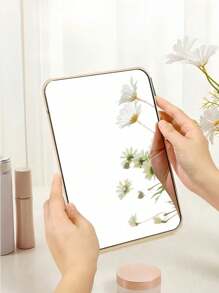 Espejo de maquillaje plegable, adecuado para tocadores, fácil de almacenar y ahorra espacio. Es adecuado para baños y dormitorios de estudiantes. Espejo de maquillaje portátil de escritorio, se puede usar para decoración del hogar, decoración de la habitación, regalos de boda o cumpleaños - regalos del Día de San Valentín.