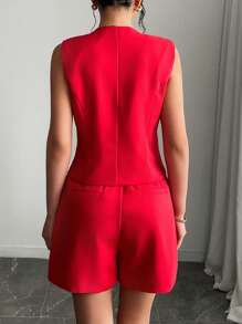 Neuer modischer eleganter legerer Büro-Blazer, Weste & Shorts Anzugset