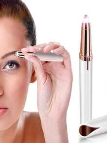 1pc ABS Portable Rechargeable Electric Eyebrow Trimmer, Women Eyebrow Pencil Auto Eyebrow Razor, Facial Hair Remover, Beauty Grooming Trimmer - Beige - View 5