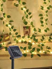 1 pieza Guirnalda de Luces Solares con Hiedra, 20/50/100 luces LED de hada para jardín, 10m/5m/1m Luces de cuerda de vid artificial de hiedra para exterior para boda, fiesta, decoración de pared, hotel, cumpleaños, alimentadas por energía solar