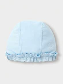 Balabala Disney Elsa Girls' One-Piece Swimsuit With Swimming Cap, Princess Style Swimwear, Ruffled Collar, UV Protection, Shimmery Fairy-Like Swimsuit