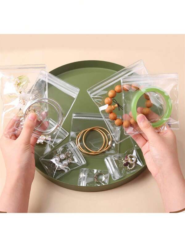 5/20/60pcs, Multi-Functional Transparent Storage Bag, Jewelry Storage, Travel Earrings, Jewelry Storage Bag With Zipper, Suitable For Storing Small Items, Simple, Clear And Convenient To Carry