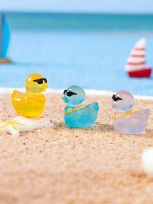 10/20pcs Luminous Mini Resin Ducks,Glow In The Dark Cool Style Mini Duck Figures For DIY Fairy Garden Micro Landscape Aquarium Plants Ornament Decoration Party Birthday Gifts (Random Color)