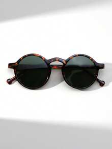 1 件男士复古圆形时尚眼镜，百搭街头风格，适合走秀、海滩、时尚造型、防风 - 彩色 - 查看 5