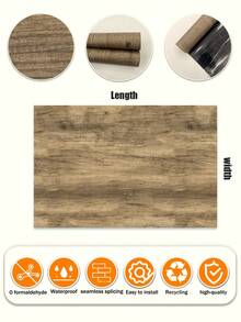 1 Roll Of Upgraded Thicker Brown Woodgrain Self-Adhesive Floor Sticker, Retro Vinyl Removable Floor Decal Suitable For Kitchen, Bedroom, Living Room (2 Width Options: 15.76/11.84in) Floor Tiles Flooring Floor Tiles Self Adhesive Floor Tiles Peel Stick Living Room Decor Room Decor Home Decor - Thickened - View 7