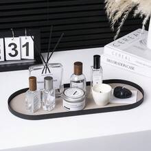 Bandeja ovalada de metal estilo nórdico con acentos - Organizador versátil de uso múltiple para joyas, fragancias, gafas y llaves | Solución de almacenamiento decorativa elegante para el hogar, hotel, cafetería y eventos (sala de estar, baño, dormitorio, entrada) para mujeres Organizador de almacenamiento Esenciales de viaje Regalo de regreso a la escuela - Multicolor - Ver 7