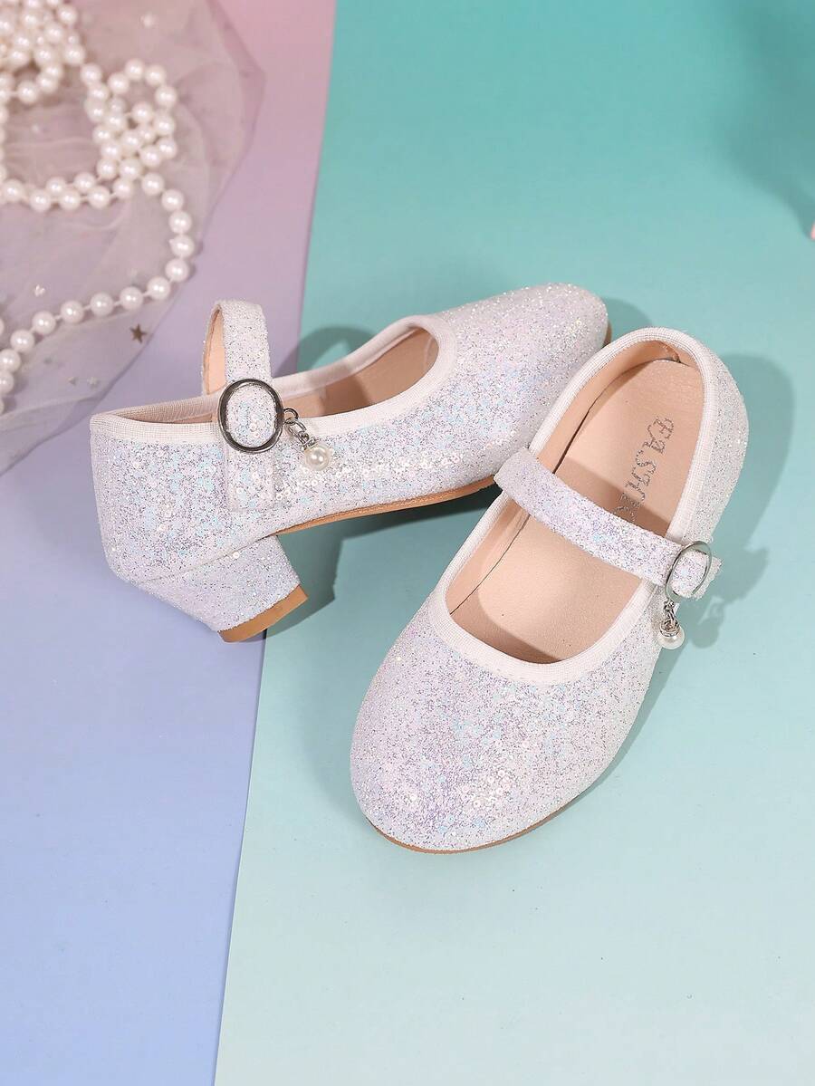 1 Pair Cute 2025 New Style Children High Heel Shoes, Fashion Princess Shoes, Suitable For Dance Party - White - View 1