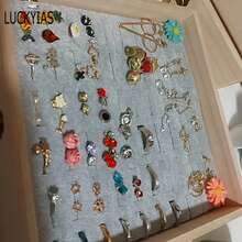 Bandeja de espuma para joyería, revestimientos de inserciones DIY, anillos de joyería de terciopelo gris/negro, pulsera, reloj, caja mostrada, pendientes, bandeja con agujeros, 1 ud. - Pendientes grises - Ver 10