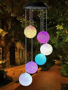 7 Style Outdoor Waterproof Solar Wind Chime Lamp, Portable Color-Changing LED Wind Chime Suitable For Home Decor Outdoor Garden Patio Porch Window Lawn Deck Terrace Tree Fence Porch Balcony Family Dinner Birthday Party Wedding Decor Atmosphere Light - Multicolor - View 13