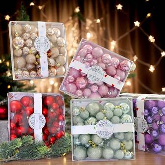 44个防碎圣诞装饰品，3厘米和6厘米金属圣诞球装饰，创意圣诞树装饰，圣诞派对用品，适用于节日派对、圣诞派对、场景装饰、节日装饰、家居装饰、走廊装饰、办公室装饰、派对礼品、房间装饰、美观房间装饰、卧室装饰、家居装饰、趣味圣诞派对装饰、圣诞节、圣诞快乐、圣诞礼物、圣诞吊坠、圣诞装饰品、圣诞家居装饰、圣诞礼物、圣诞装饰