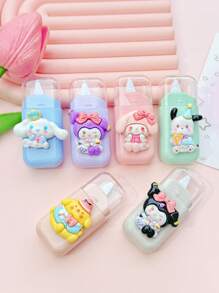 Sanrio Set di 6 pezzi o 1 pezzo [colore casuale] di nastro correttore Sanrio 3D con simpatici cartoni animati, 6 metri di lunghezza, confezione mista Morandi, packaging portatile come regalo, scrittura scorrevole, molto adatto per studenti, personale di ufficio e scuole, piccolo, carino ed elegante regalo per il rientro a scuola