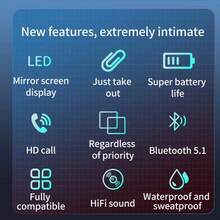 S20 High Mirror 5.2 Wireless Bluetooth Headset With Binaural Touch HIFI Stereo - 白色 - 查看 8