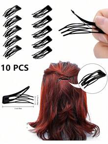 10pcs Black Metal BB Hair Clips, Hair Accessories For Styling, Suitable For Women's Daily Use, Party & Holiday Claw Clips Hair Claws Hair Barrettes, School Stuff, Set, Hair Piece