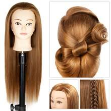 24-Inch Professional Unisex Adult Mannequin Head Wig - 100% Synthetic Fiber Hair, DIY Hairstyling Accessory With Tabletop Clamp