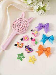 712pcs/Set Colorful Butterfly Hair Clips, Hair Ties & Accessories Set - Simple Princess Hairstyle Headbands, Hair Scrunchies, Combs, Massage Brushes, Suitable For Teenage Girls Daily Use And Gift