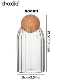 choxila 1 件玻璃咖啡罐储物罐茶叶罐密封软木玻璃罐咖啡豆干果储存罐返校 - 木球塞豆罐 - 查看 17