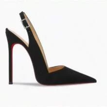 Womens Wide Width Red Sole Heels – Pointed Toe, Slim Strap, 10CM Stiletto Pumps For Office - Black - View 3
